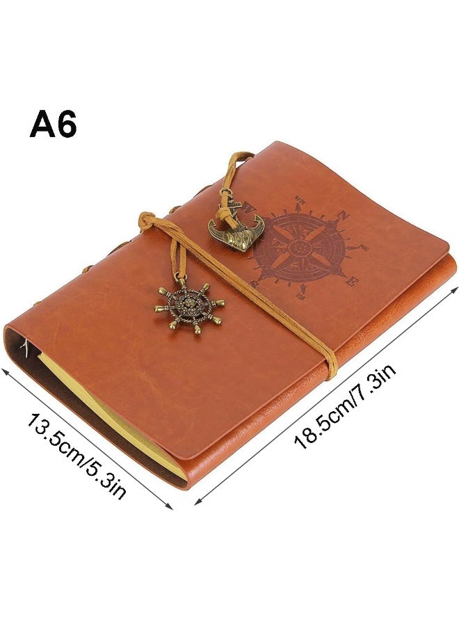 دفتر ملاحظات من الجلد العتيق بحجم A6، دفتر ملاحظات من الجلد قابل لإعادة التعبئة بحجم A6، مجلد حلزوني مع 160 صفحة من ورق الكرافت، دفتر ملاحظات سفر مرن من الجلد يمكن تخصيصه بنفسك - Image 2